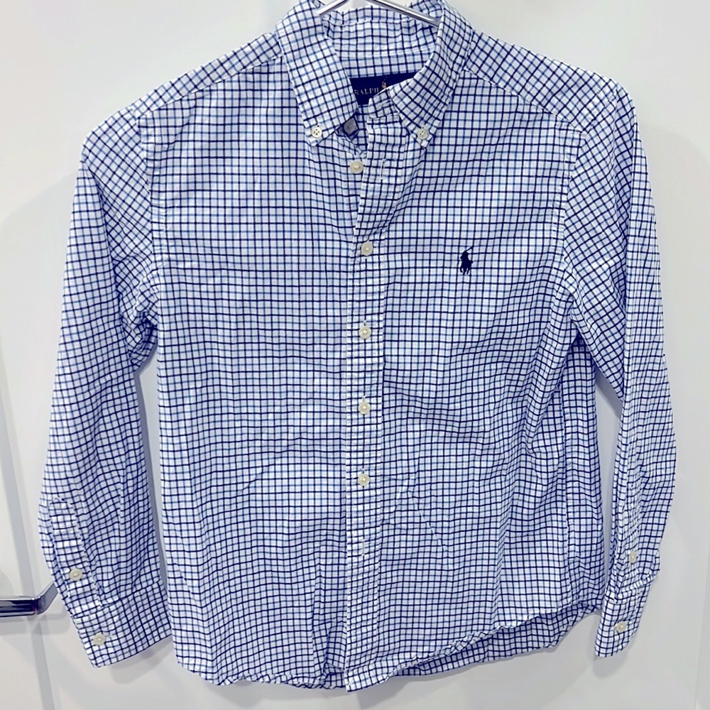 Ralph Lauren/ Natural Stretch/ Blue/ Long Sleeve/ Plaid Button shirt / M (10-12)